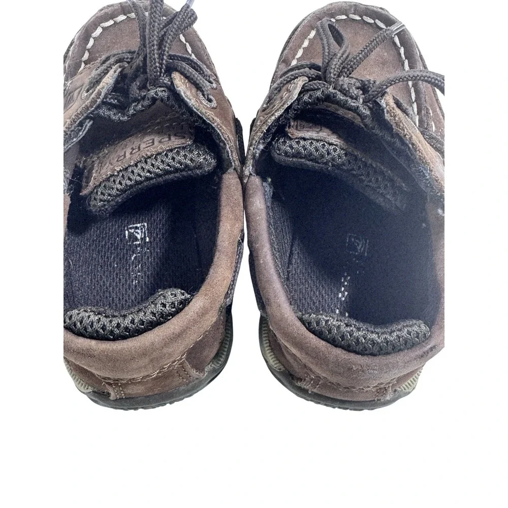 Sperry Top-Sider Lanyard A/C Boat Shoes Boys 7M Brown Leather Suede Mesh Loafers